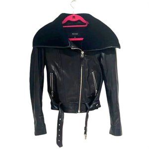 Mackage leather jacket with wool shearling collar xs
